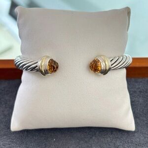 David Yurman 925 & 14k Gold 7mm Cable Bracelet with Citrine-Small